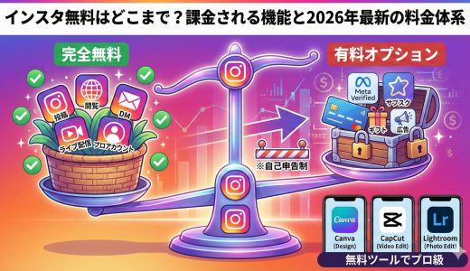 インスタ無料はどこまで？課金される機能と2026年最新の料金体系