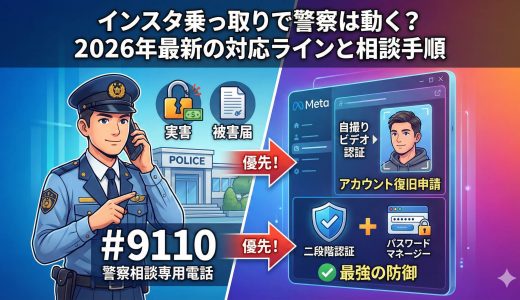 インスタ乗っ取りで警察は動く？2026年最新の対応ラインと相談手順